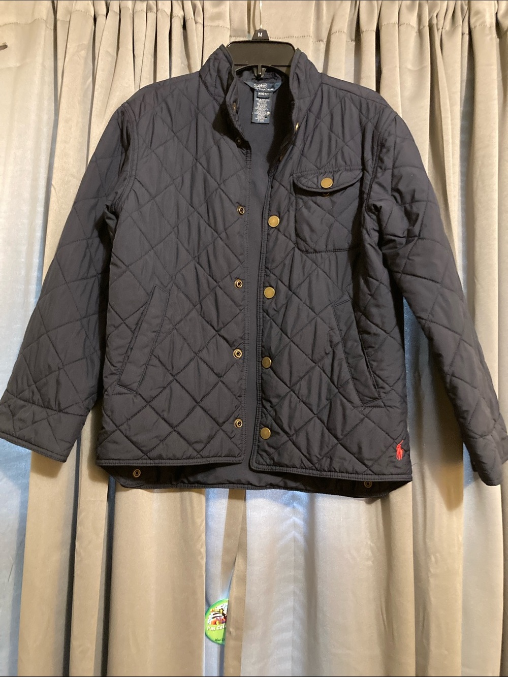 Polo by Ralph Lauren Navy Quilted Snap-Front Puffer Jacket Women’s 
Size Medium